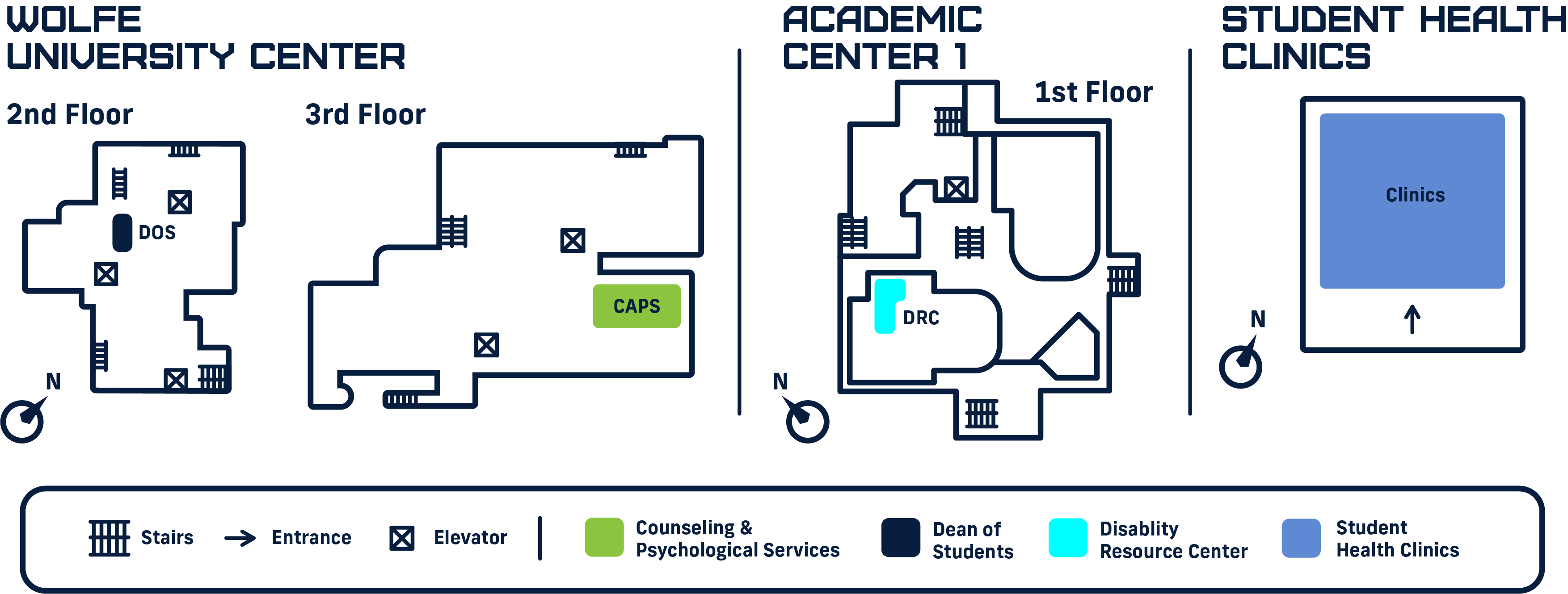 Map of the Wolfe University Center and the Health Care Center at Biscayne Bay Campus